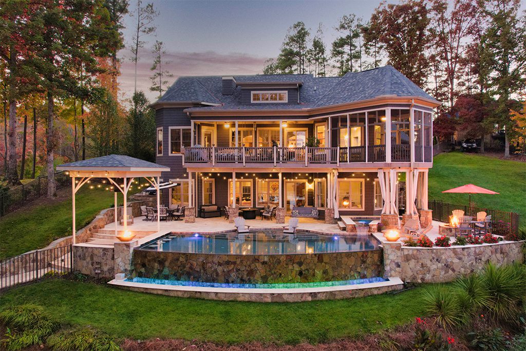 Lake Norman Luxury Waterfront Home with outdoor pool in Denver, NC.